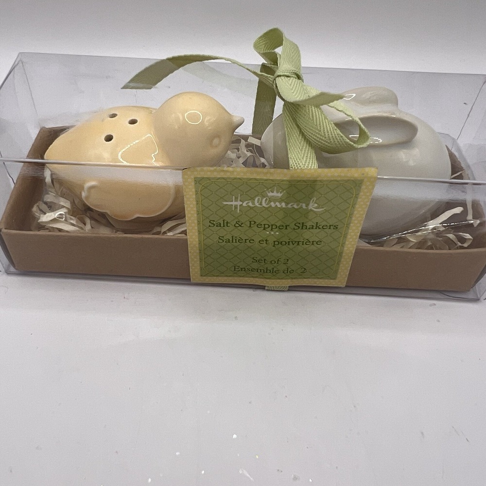 NEW Hallmark Salt and Pepper Shakers Bunny Rabbit and Chick Easter Set